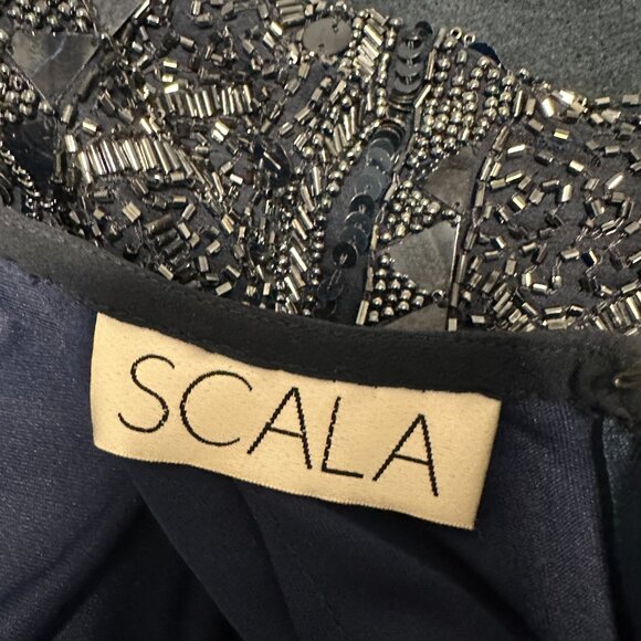 Beautiful Scala sequin Formal / Evening Dress - Navy Blue Sz 12 - Picture 5 of 14